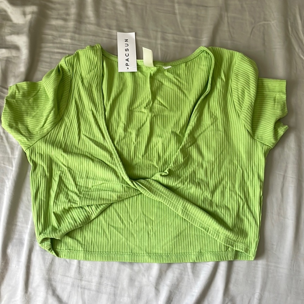 Pacsun twist green crop top